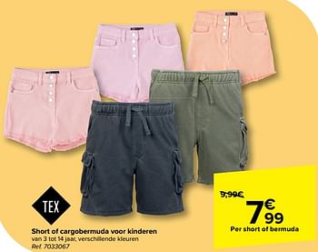 Promotions Short of cargobermuda voor kinderen - Tex - Valide de 08/05/2024 à 21/05/2024 chez Carrefour
