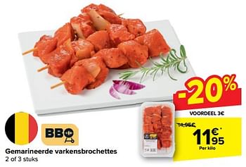 Promoties Gemarineerde varkensbrochettes - Huismerk - Carrefour  - Geldig van 08/05/2024 tot 21/05/2024 bij Carrefour