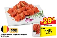 Promoties Gemarineerde varkensbrochettes - Huismerk - Carrefour  - Geldig van 08/05/2024 tot 21/05/2024 bij Carrefour