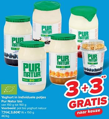 Promoties Pot bio yoghurt natuur - Pur Natur - Geldig van 08/05/2024 tot 21/05/2024 bij Carrefour