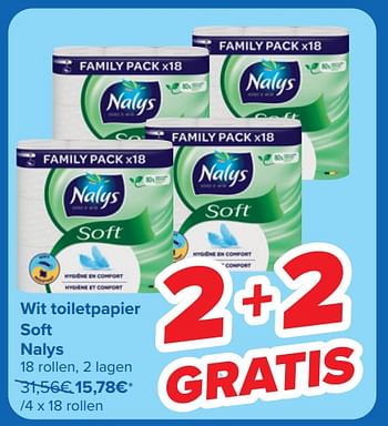 Promotions Wit toiletpapier soft nalys - Nalys - Valide de 08/05/2024 à 21/05/2024 chez Carrefour