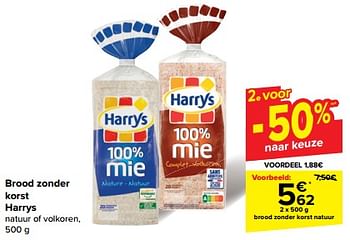 Promoties Brood zonder korst natuur - Harry's - Geldig van 08/05/2024 tot 21/05/2024 bij Carrefour
