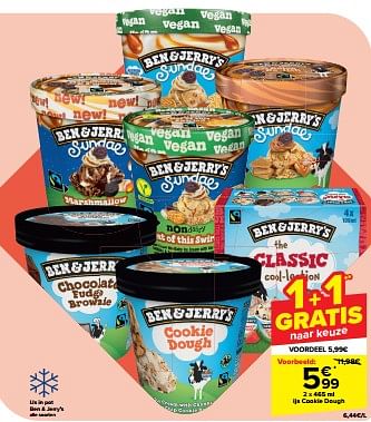 Promotions Ijs cookie dough - Ben&Jerry's - Valide de 08/05/2024 à 21/05/2024 chez Carrefour