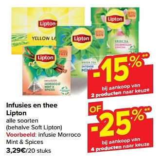 Promotions Infusie morroco mint + spices - Lipton - Valide de 08/05/2024 à 21/05/2024 chez Carrefour