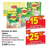 Promoties Infusie morroco mint + spices - Lipton - Geldig van 08/05/2024 tot 21/05/2024 bij Carrefour