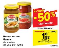 Promoties Chinese currysaus - Manna - Geldig van 08/05/2024 tot 21/05/2024 bij Carrefour
