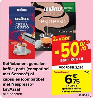 Promotions Gemalen koffie crema e gusto - Lavazza - Valide de 08/05/2024 à 21/05/2024 chez Carrefour