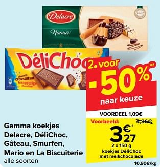 Promotions Koekjes délichoc met melkchocolade - Délichoc - Valide de 08/05/2024 à 21/05/2024 chez Carrefour