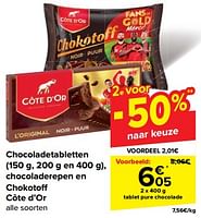 Promoties Tablet pure chocolade - Cote D'Or - Geldig van 08/05/2024 tot 21/05/2024 bij Carrefour
