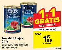 Promoties Tomatenblokjes cirio - CIRIO - Geldig van 08/05/2024 tot 21/05/2024 bij Carrefour
