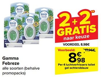 Promotions Luchtverfrissers toilet gel ochtenddauw - Febreze - Valide de 08/05/2024 à 21/05/2024 chez Carrefour