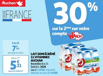Promoties Lait demi écrémé 11 vitamines auchan - Huismerk - Auchan - Geldig van 07/05/2024 tot 13/05/2024 bij Auchan
