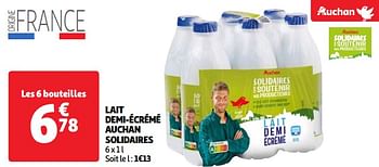 Promotions Lait demi-écrémé auchan solidaires - Produit Maison - Auchan Ronq - Valide de 07/05/2024 à 13/05/2024 chez Auchan Ronq
