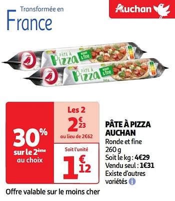 Promotions Pâte à pizza auchan - Produit Maison - Auchan Ronq - Valide de 07/05/2024 à 13/05/2024 chez Auchan Ronq