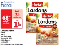 Promotions Lardons herta - Herta - Valide de 07/05/2024 à 13/05/2024 chez Auchan Ronq
