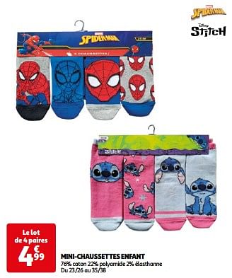 Promoties Mini-chaussettes enfant - Huismerk - Auchan - Geldig van 07/05/2024 tot 21/05/2024 bij Auchan