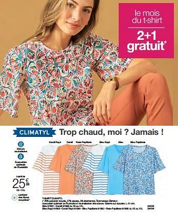 Promotions T-shirt climatyl - Produit Maison - Damart - Valide de 01/05/2024 à 30/06/2024 chez Damart