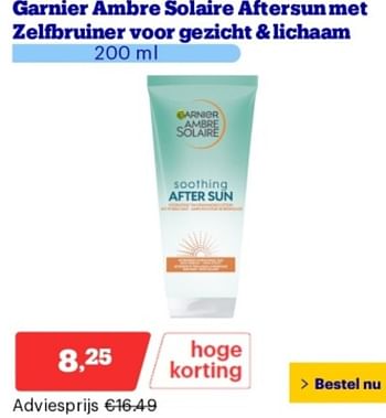 Promotions Garnier ambre solaire aftersun met zelfbruiner voor gezicht + lichaam - Garnier - Valide de 06/05/2024 à 12/05/2024 chez Bol.com