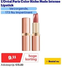 L`oreal paris color riche nude intense lipstick verzorgende 173 nu impertinent-L