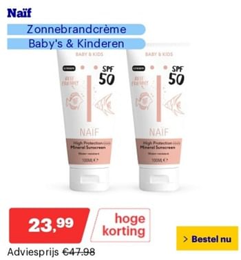 Promoties Naïf zonnebrandcrème baby`s + kinderen - Naif - Geldig van 06/05/2024 tot 12/05/2024 bij Bol.com