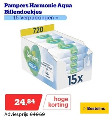 Promoties Pampers harmonie aqua billendoekjes - Pampers - Geldig van 06/05/2024 tot 12/05/2024 bij Bol.com
