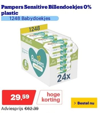Promoties Pampers sensitive bilendoekjes plastic - Pampers - Geldig van 06/05/2024 tot 12/05/2024 bij Bol.com