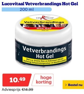 Promotions Lucovitaal vetverbrandings hot gel - Lucovitaal - Valide de 06/05/2024 à 12/05/2024 chez Bol.com