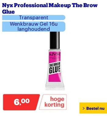 Promotions Nyx professional makeup the brow glue transparent wenkbrauw gel 16u langhoudend - NYX  - Valide de 06/05/2024 à 12/05/2024 chez Bol.com