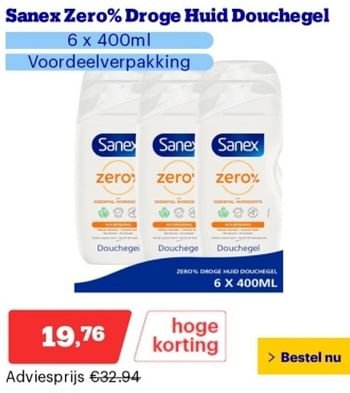 Promoties Sanex zero droge huid douchegel - Sanex - Geldig van 06/05/2024 tot 12/05/2024 bij Bol.com