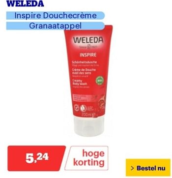 Promoties Weleda inspire douchecrème granaatappel - Weleda - Geldig van 06/05/2024 tot 12/05/2024 bij Bol.com