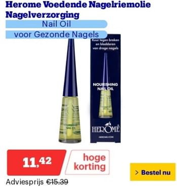 Promotions Herome voedende nagelriemolie nagelverzorging nail oil voor gezonde nagels - Herome - Valide de 06/05/2024 à 12/05/2024 chez Bol.com
