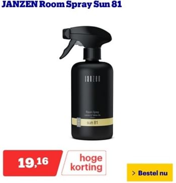 Promotions Janzen room spray sun 81 - Janzen - Valide de 06/05/2024 à 12/05/2024 chez Bol.com