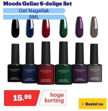 Promoties Moods gellac 6 delige set gel nagellak - Moods - Geldig van 06/05/2024 tot 12/05/2024 bij Bol.com
