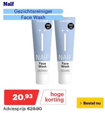 Promoties Naïf gezichtsreiniger face wash - Naif - Geldig van 06/05/2024 tot 12/05/2024 bij Bol.com