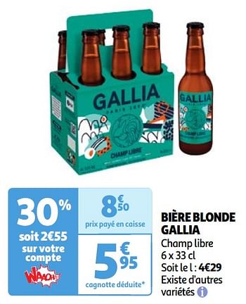 Promotions Bière blonde gallia - Gallia - Valide de 07/05/2024 à 13/05/2024 chez Auchan Ronq