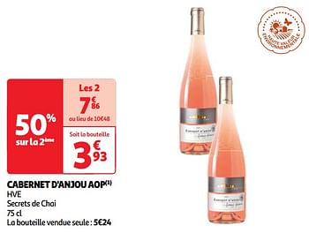 Promoties Cabernet d`anjou aop hve secrets de chai - Rosé wijnen - Geldig van 07/05/2024 tot 13/05/2024 bij Auchan