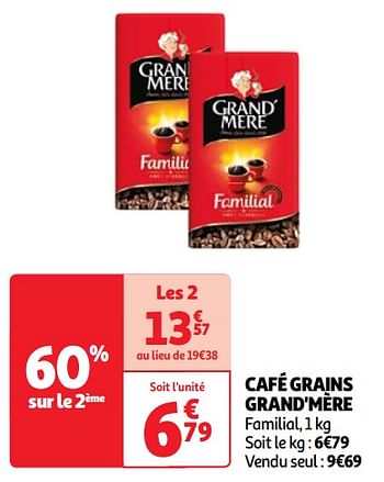 Promotions Café grains grand`mère - Grand Mere - Valide de 07/05/2024 à 13/05/2024 chez Auchan Ronq