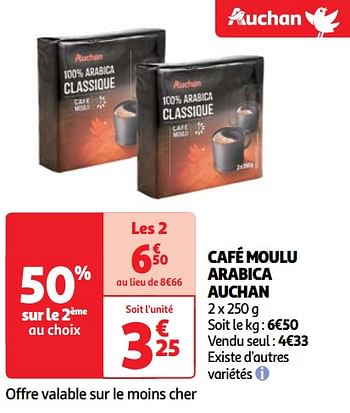 Promoties Café moulu arabica auchan - Huismerk - Auchan - Geldig van 07/05/2024 tot 13/05/2024 bij Auchan