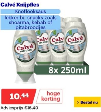 Promoties Calvé knijpfles knoflooksaus lekker bij snacks zoals shoarma kebab of pitabroodjes - Calve - Geldig van 06/05/2024 tot 12/05/2024 bij Bol.com
