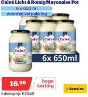 Promoties Calvé licht + romig mayonaise pot - Calve - Geldig van 06/05/2024 tot 12/05/2024 bij Bol.com