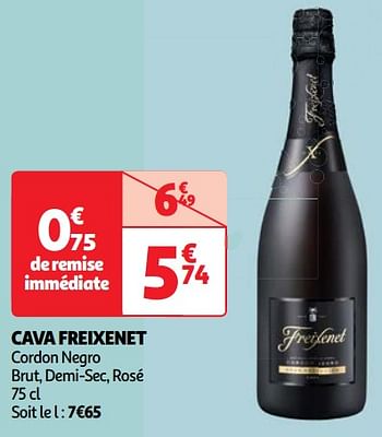 Promoties Cava freixenet cordon negro brut, demi-sec, rosé - Freixenet - Geldig van 07/05/2024 tot 13/05/2024 bij Auchan