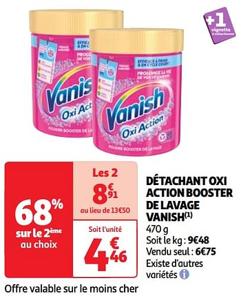 Promotions Détachant oxi action booster de lavage vanish - Vanish - Valide de 07/05/2024 à 13/05/2024 chez Auchan Ronq