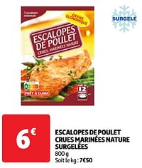 Escalopes de poulet crues marinées nature surgelées-Huismerk - Auchan