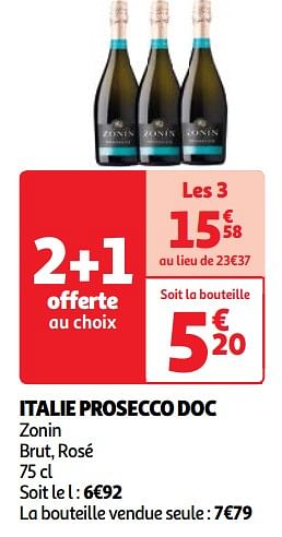 Promotions Italie prosecco doc zonin brut, rosé - Mousseux - Valide de 07/05/2024 à 13/05/2024 chez Auchan Ronq