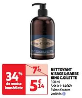 Promoties Nettoyant visage + barbe king c.gilette - Gillette - Geldig van 07/05/2024 tot 13/05/2024 bij Auchan