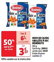 Promoties Noix de cajou grillées à sec bénénuts - Benenuts - Geldig van 07/05/2024 tot 13/05/2024 bij Auchan