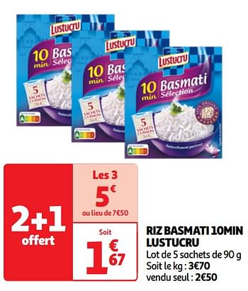 Promoties Riz basmati 10min lustucru - Lustucru - Geldig van 07/05/2024 tot 13/05/2024 bij Auchan
