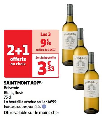 Promotions Saint mont aop boiseraie blanc, rosé - Vins blancs - Valide de 07/05/2024 à 13/05/2024 chez Auchan Ronq