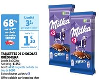 Promoties Tablettes de chocolat oréo milka - Milka - Geldig van 07/05/2024 tot 13/05/2024 bij Auchan