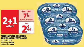 Promoties Thon naturel démarche responsable petit navire - PETIT NAVIRE - Geldig van 07/05/2024 tot 13/05/2024 bij Auchan